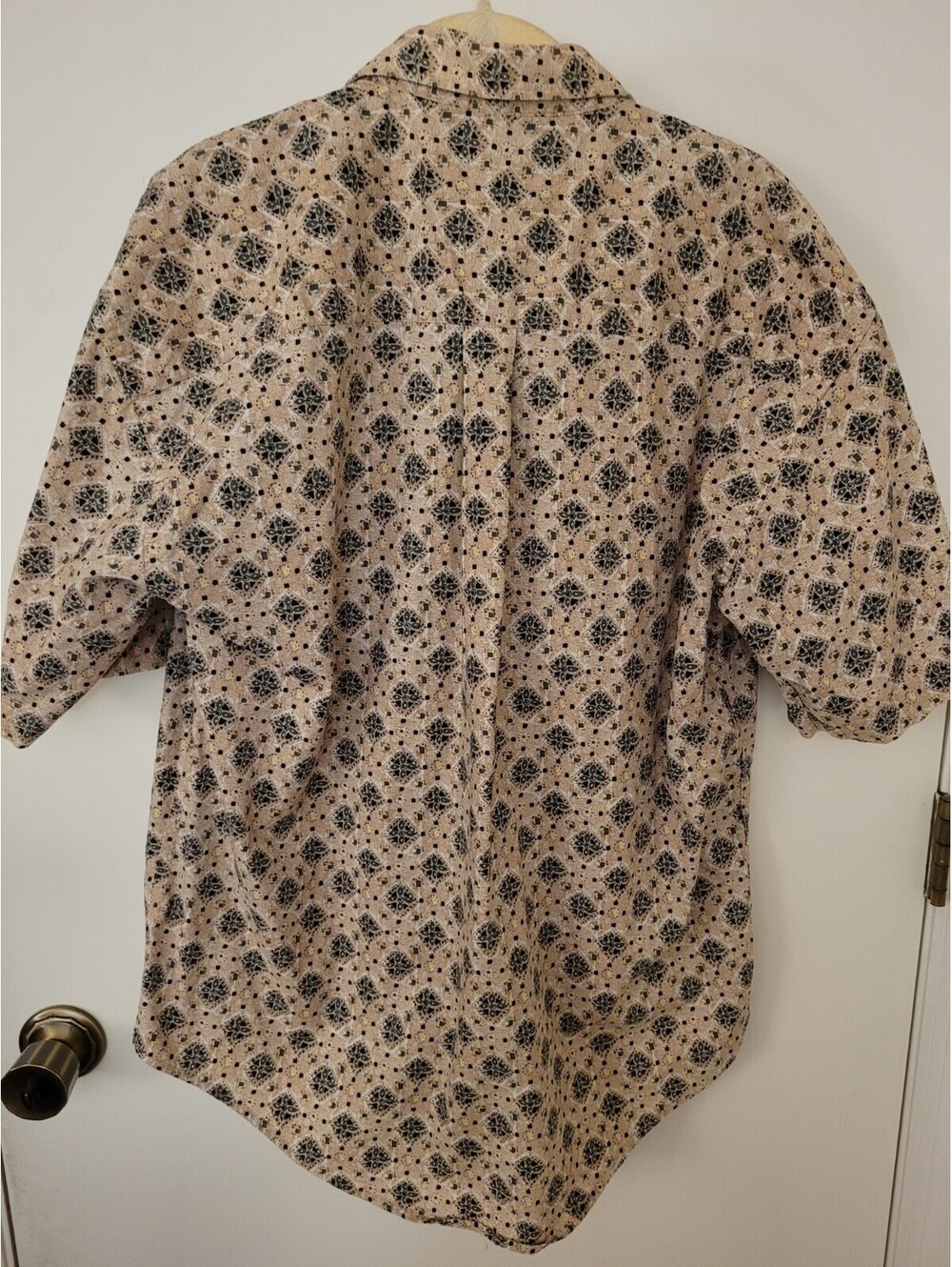 VTG Supreme Men's Lg Short Sleeve Geometric Print Button-Up Cotton Heritage - Picture 5 of 9